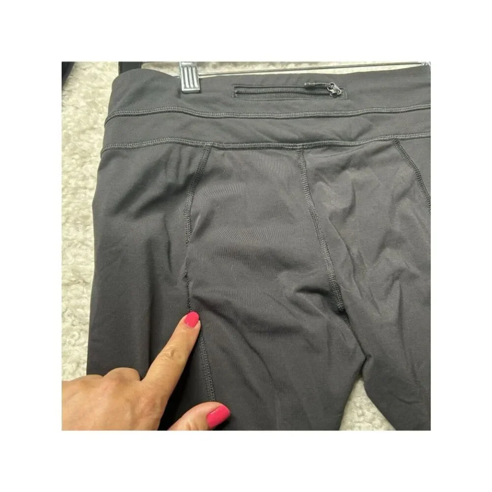 Lululemon Run Inspire Crop Legging Black Womens 8 FLAW